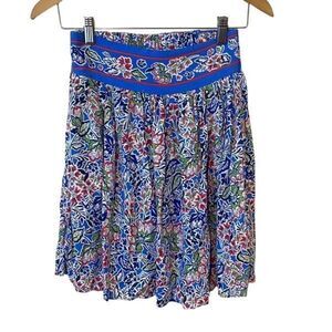 Rachel & Zoe Womens A Line Mini Skirt Floral Blue Rayon Size XS